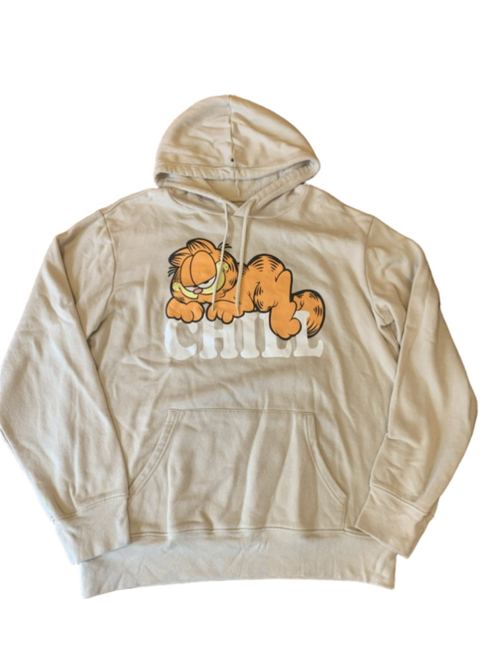 Garfield Hoodie Large Beige with Pocket